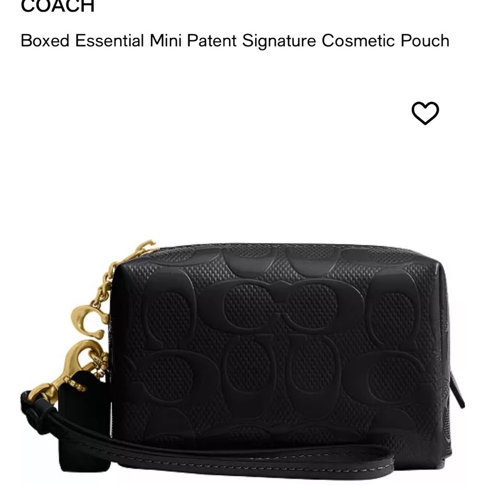 Coach Black Mini Patent Signature Cosmetic Pouch